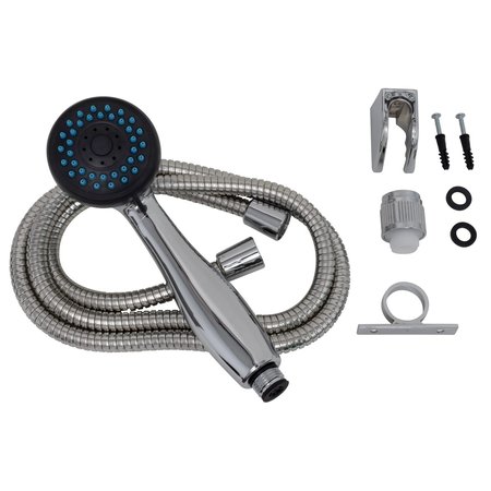 Valterra SHOWER HEAD KIT, 3 FUNCTION HANDHELD, FLOW CTRL, 60IN SS HOSE, CHROME PF276053